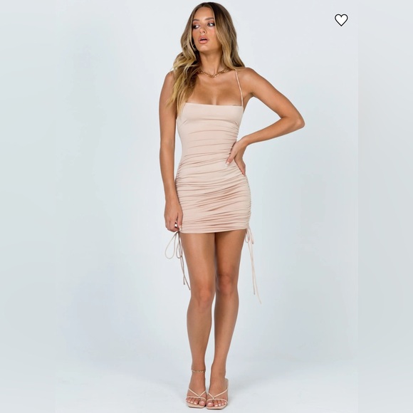 💕 Princess Polly Maeve Mini Dress – Beige, Size 2 (US) - Picture 1 of 10